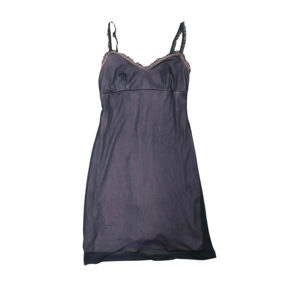 Vintage Y2K Rampage Black Sheer Mesh Slip Babydoll Mini Dress S - Picture 5 of 7